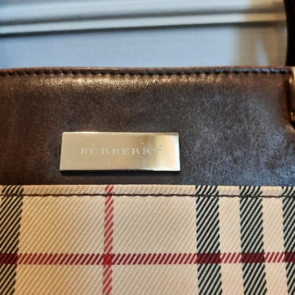 Burberry Dark Brown Nova Check Canvas Tote - Picture 3 of 12